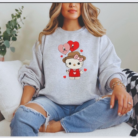 Bad bunny x Hello kitty embroidered crew neck sweater - Picture 5 of 6